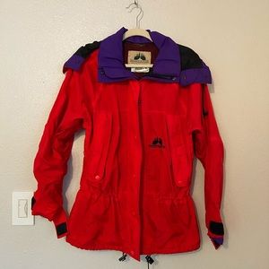 Vintage 80’s Red and Bright Purple Rain Coat / Windbreaker by McKenzie River